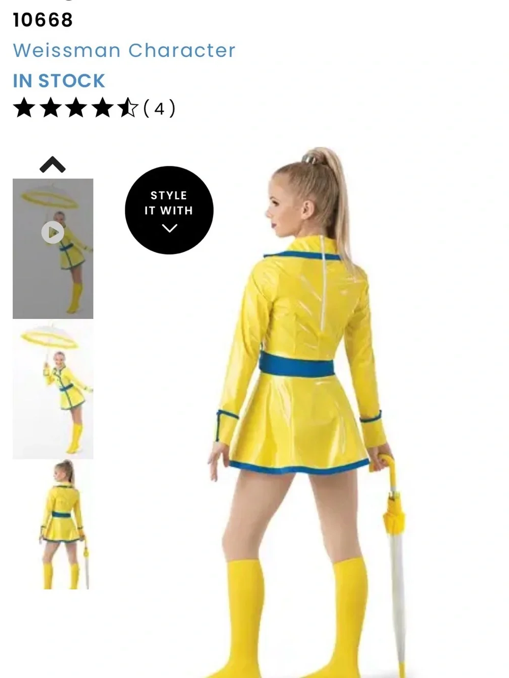 Weissman costume “singin’ in the rain” size SC - small child